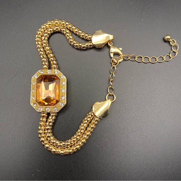 Vintage Citrine Gold Tone Bracelet - Picture 3 of 8